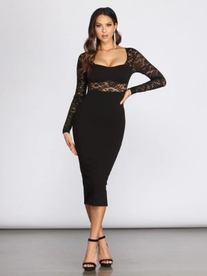 Muriel Illusion Lace Crepe Dress
