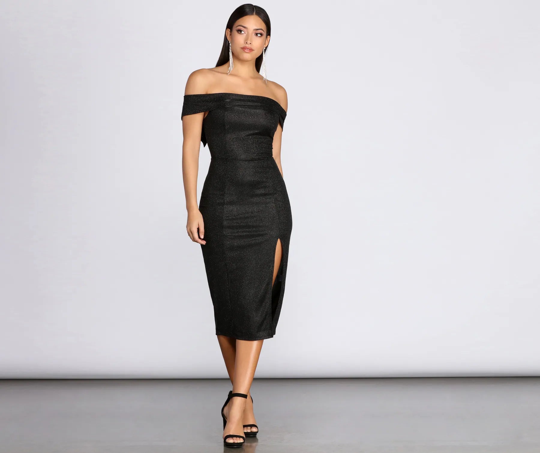 Misty Off Shoulder Glitter Dress - Image 4