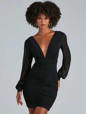 Amaria Formal Ruched Chiffon Mini Dress