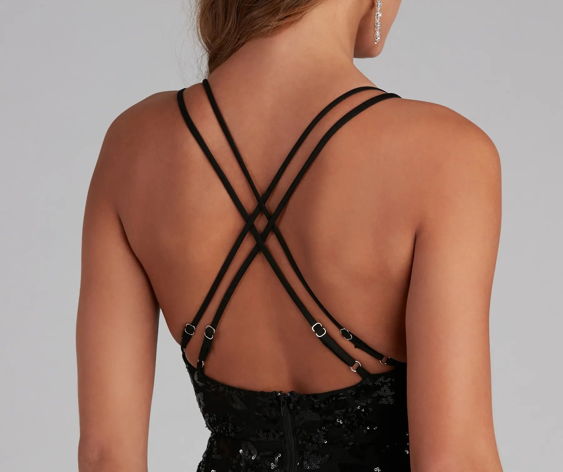 Emely Sequin Mesh Double X-Back Midi Formal Dress - Image 5