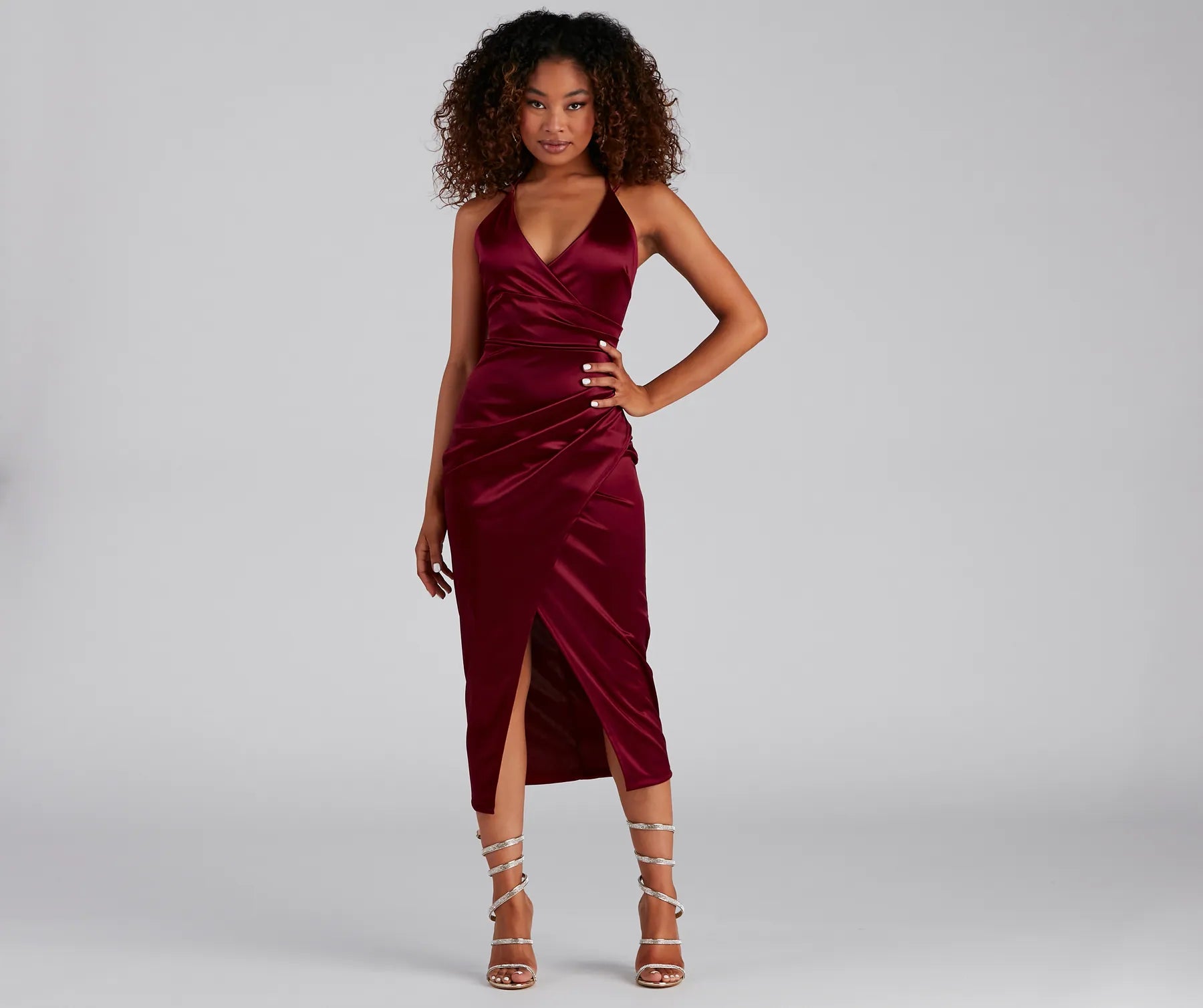 Amanda Wrap Satin Dress - Image 15