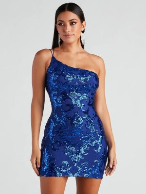 Kai Formal One-Shoulder Sequin Short Dress