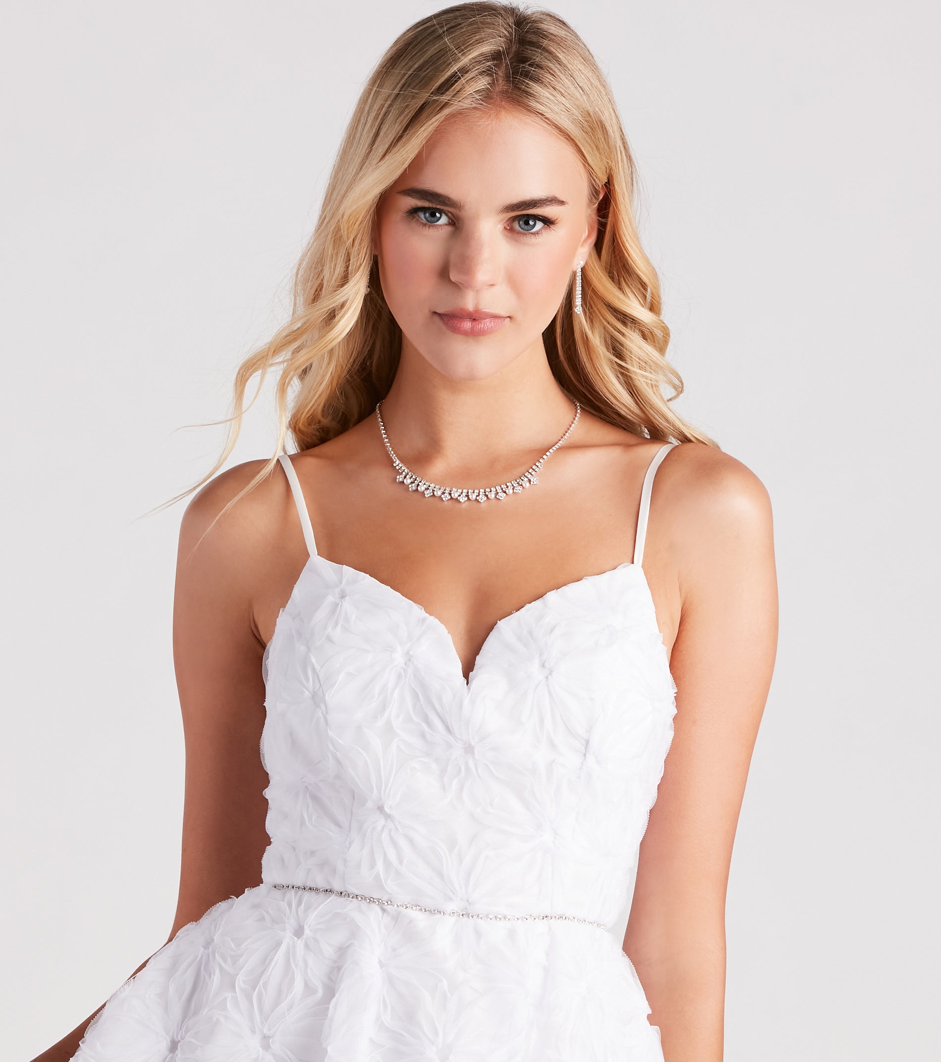 Janelly Floral Mesh Rhinestone Party Dress - Image 4