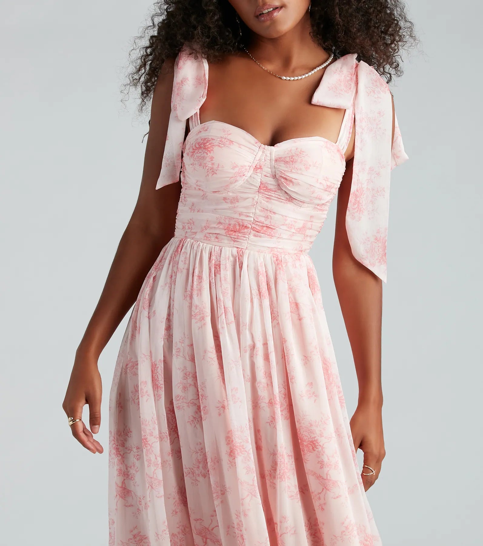 Peyton Formal Chiffon Floral A-Line Long Dress - Image 4