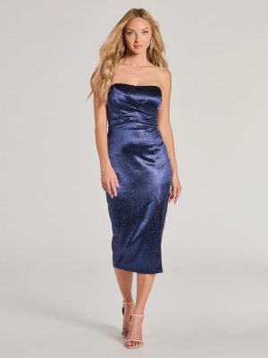 Sylvia Strapless Glitter Satin Formal Dress