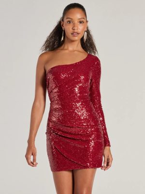 Sandra Sequin One-Shoulder Mini Dress