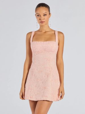 Clarice Sequin Beaded Lace A-Line Mini Dress