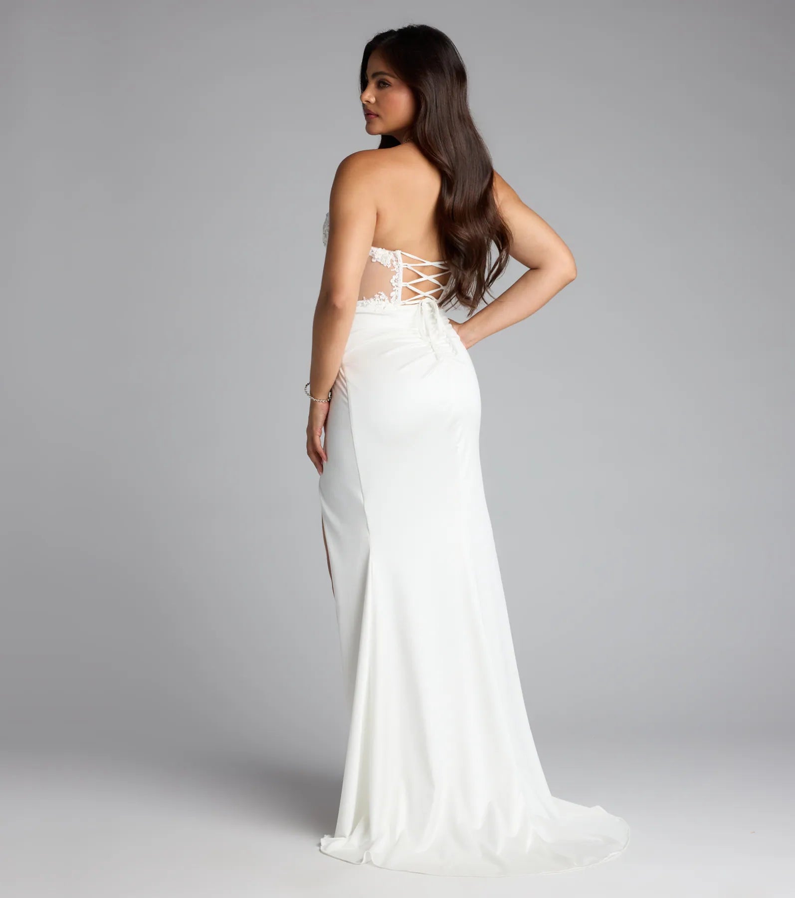 Shayla Strapless Corset Lace Formal Dress - Image 17