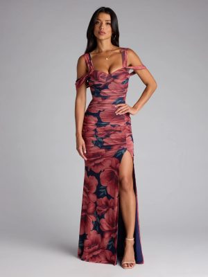 Layla Floral Cold Shoulder Mermaid Formal Dress