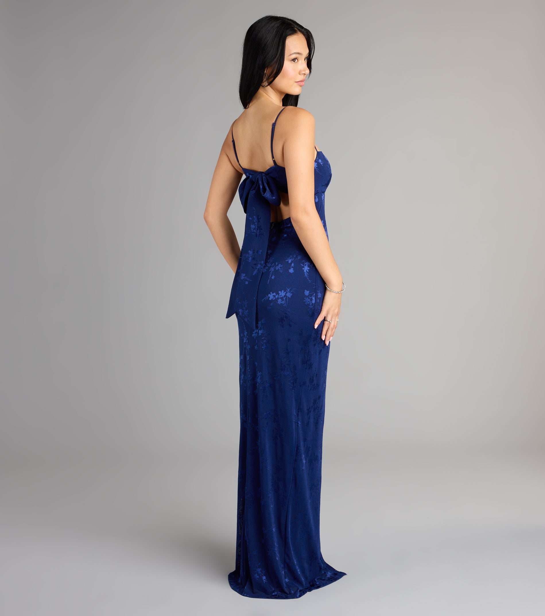 Gabriella Floral Embroidered Tie Back Formal Dress - Image 6