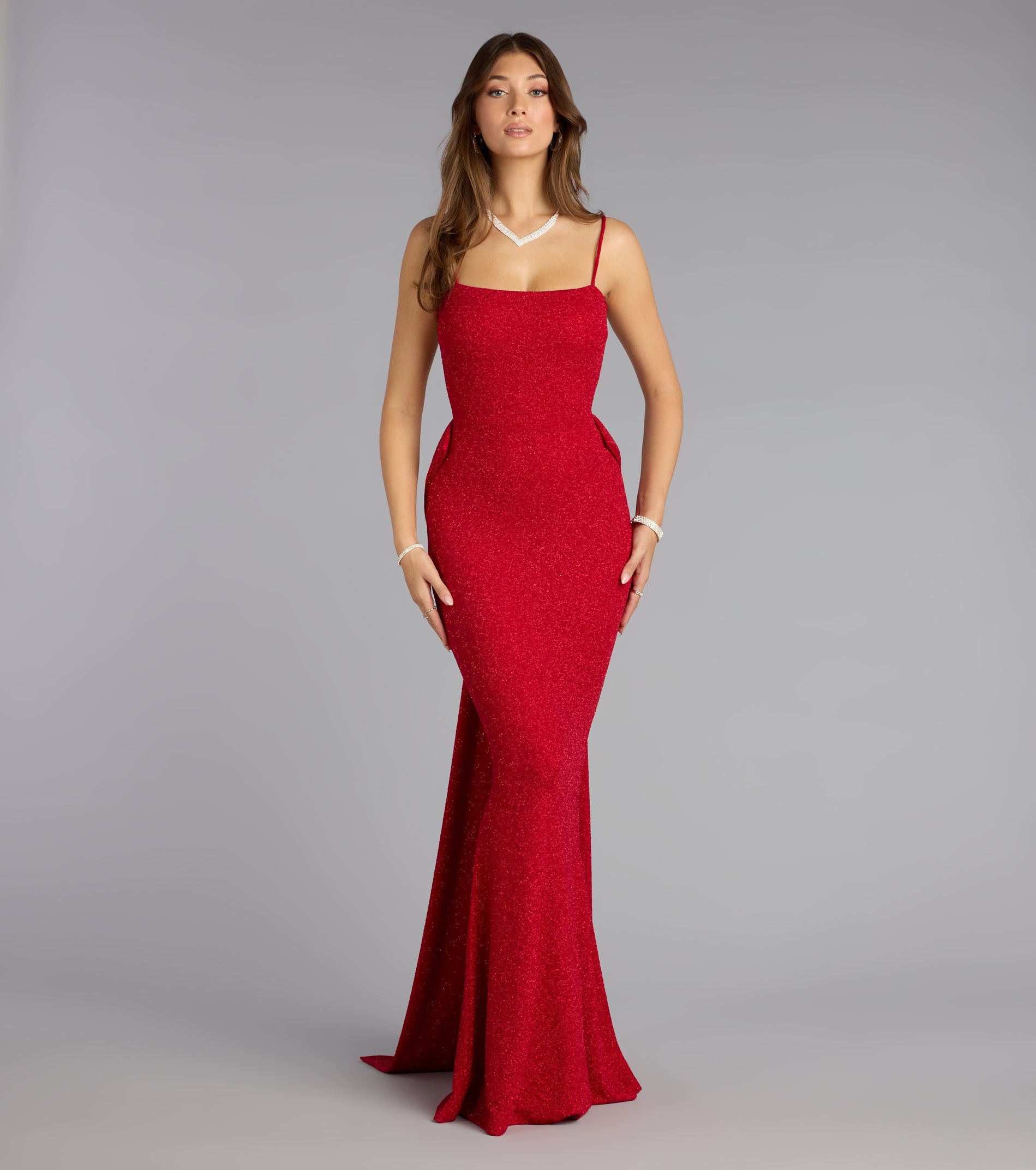 Gwendolyn Glitter Knit Bow-Back Mermaid Dress - Image 28