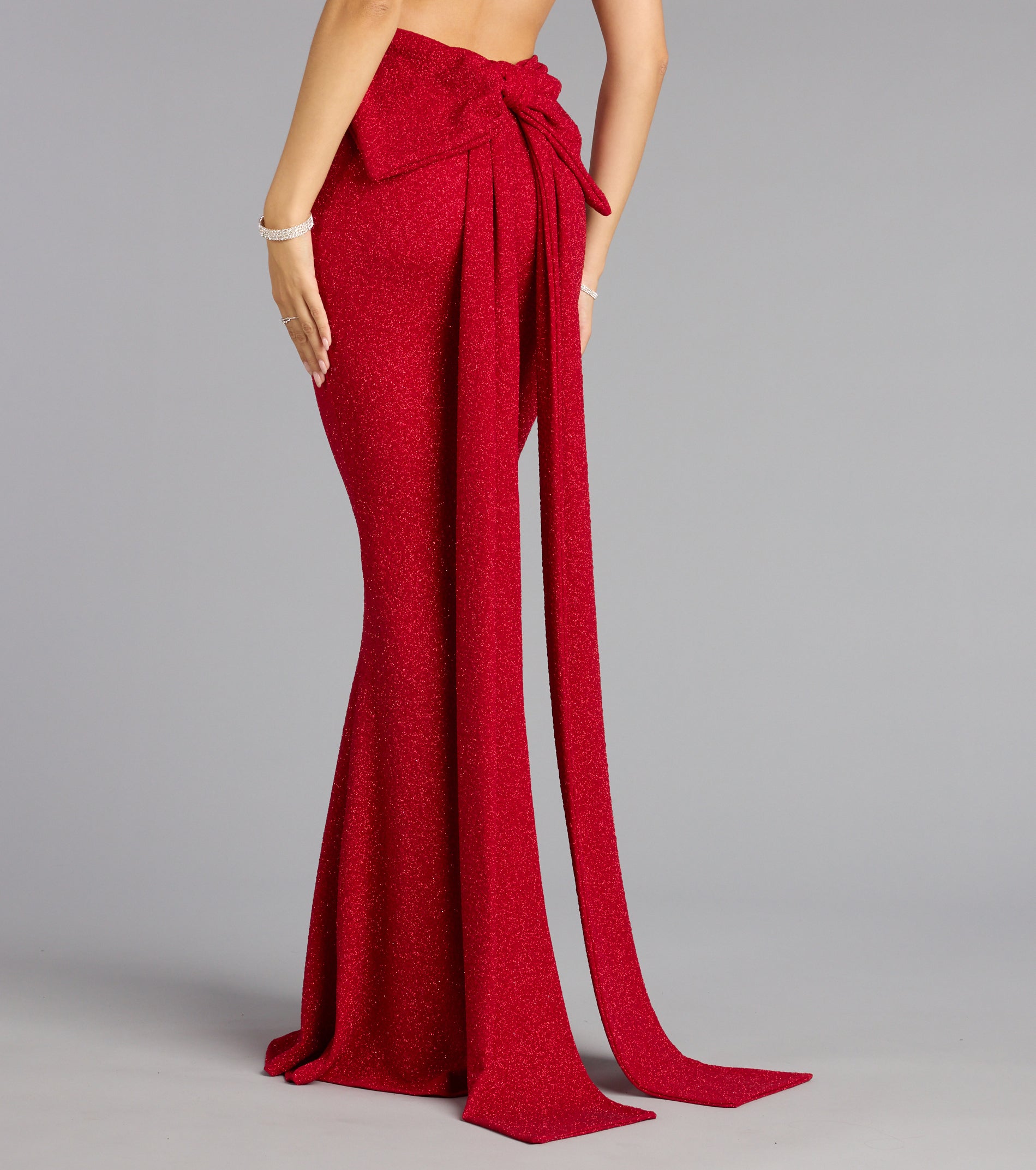 Gwendolyn Glitter Knit Bow-Back Mermaid Dress - Image 30