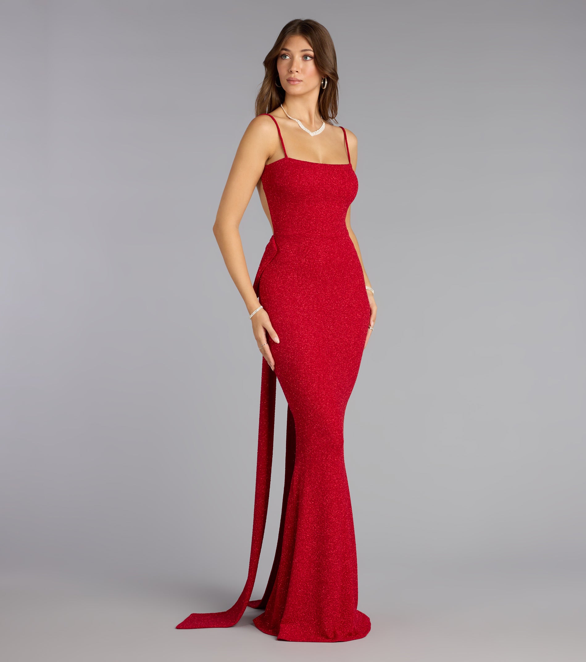 Gwendolyn Glitter Knit Bow-Back Mermaid Dress - Image 31