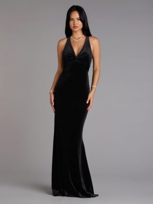 Vivienne Velvet Tie-Back Formal Dress