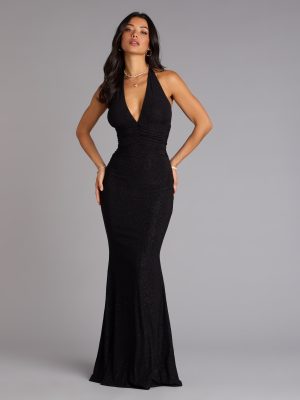 Maribeth Glitter Strappy Back Mermaid Formal Dress