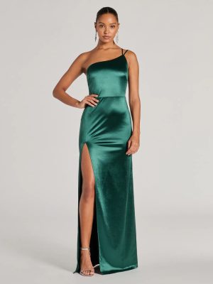 Rhiannon One-Shoulder Satin Long Dress