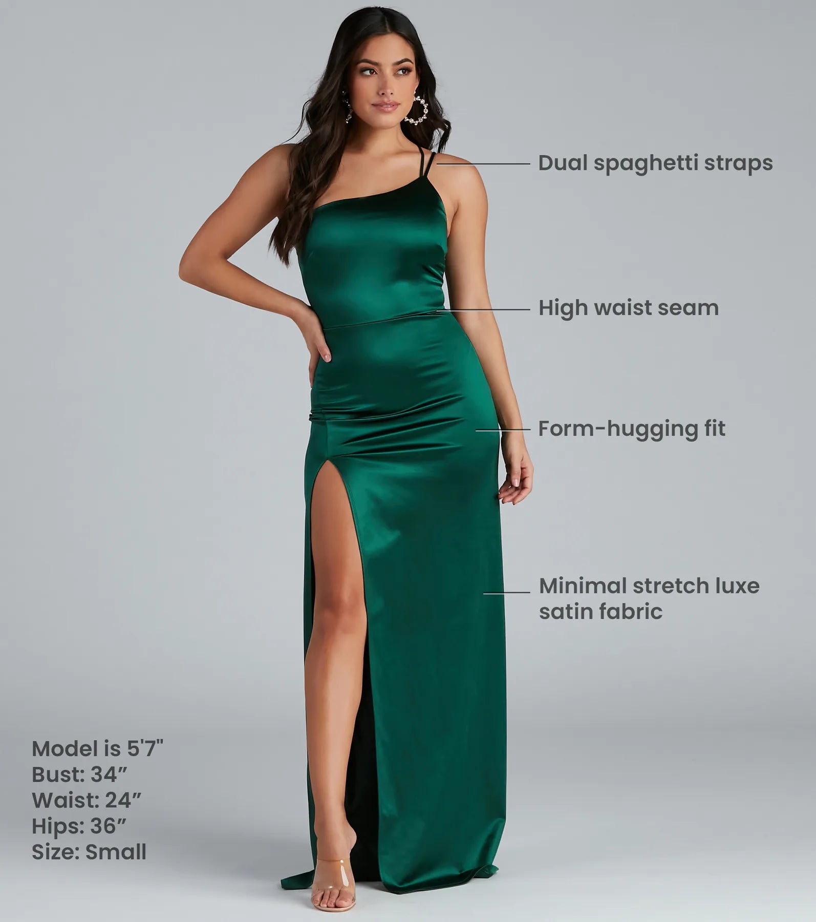 Rhiannon One-Shoulder Satin Long Dress - Image 5