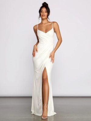 Parker Formal Metallic Wrap Dress