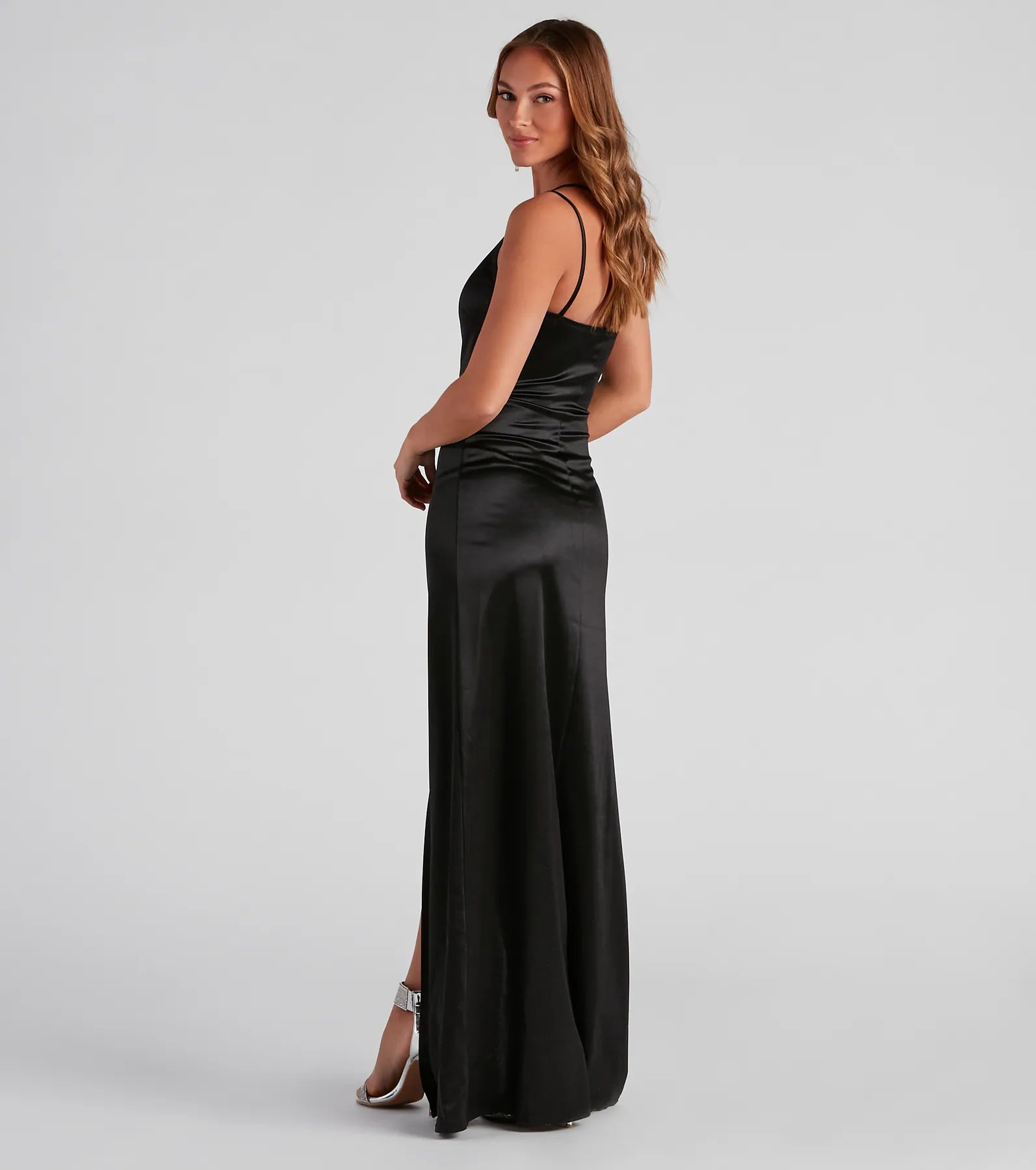Rhiannon One-Shoulder Satin Long Dress - Image 7