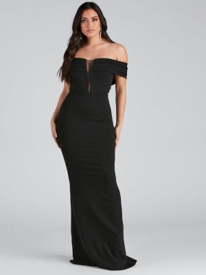 Olivia Formal Off The Shoulder Crepe Dress