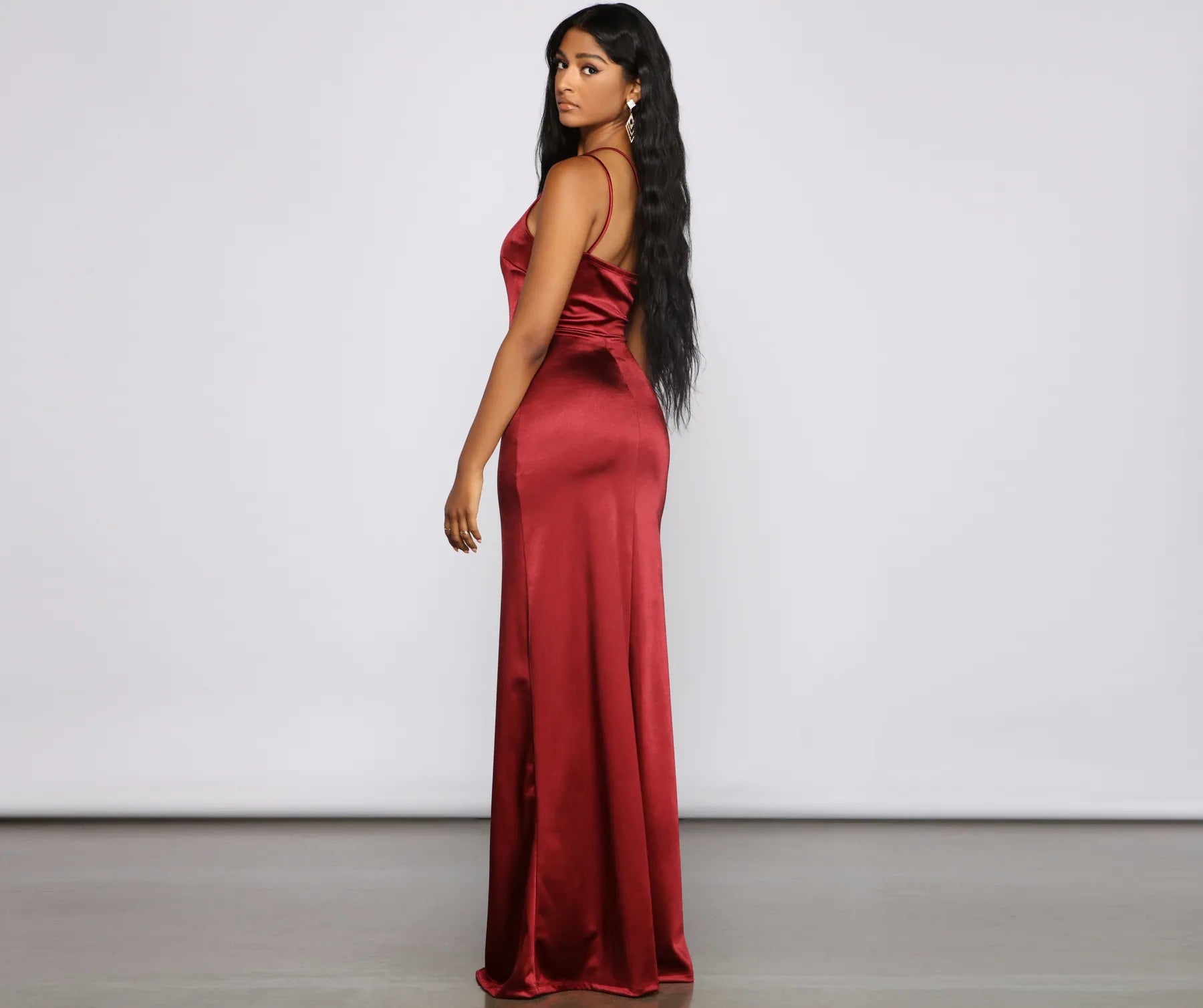 Rhiannon One-Shoulder Satin Long Dress - Image 24
