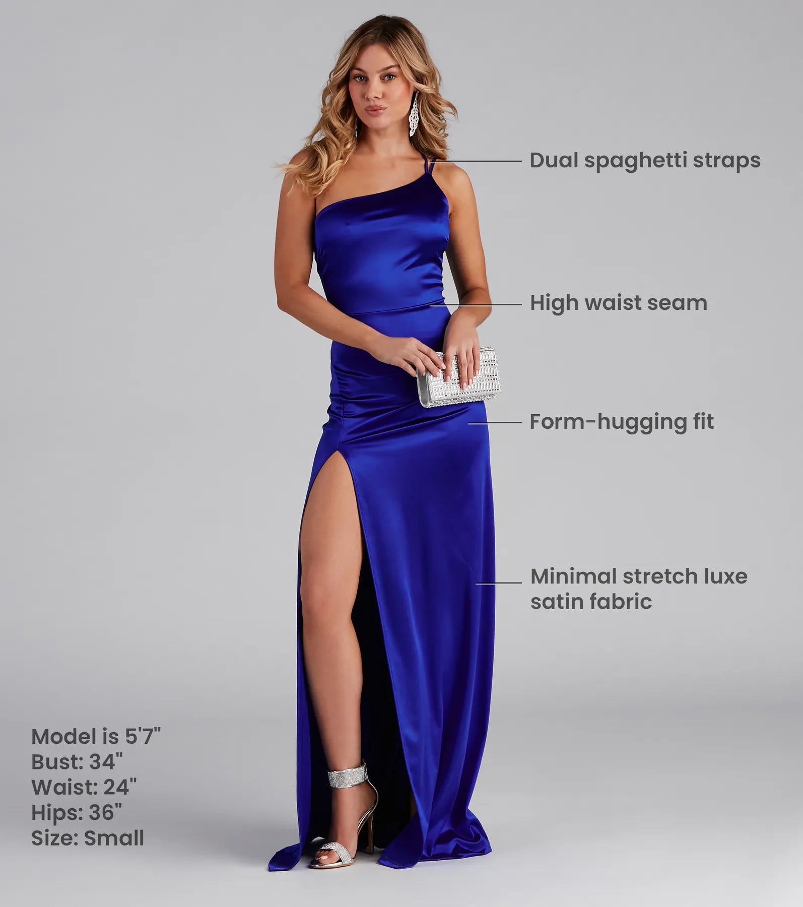 Rhiannon One-Shoulder Satin Long Dress - Image 22