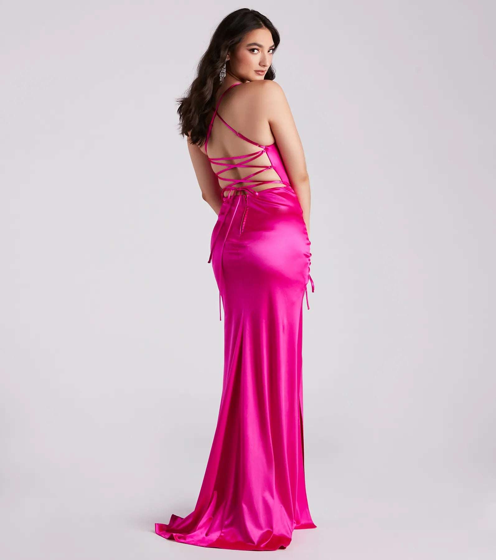 Serenity Ruched Satin Formal Dress - Image 2