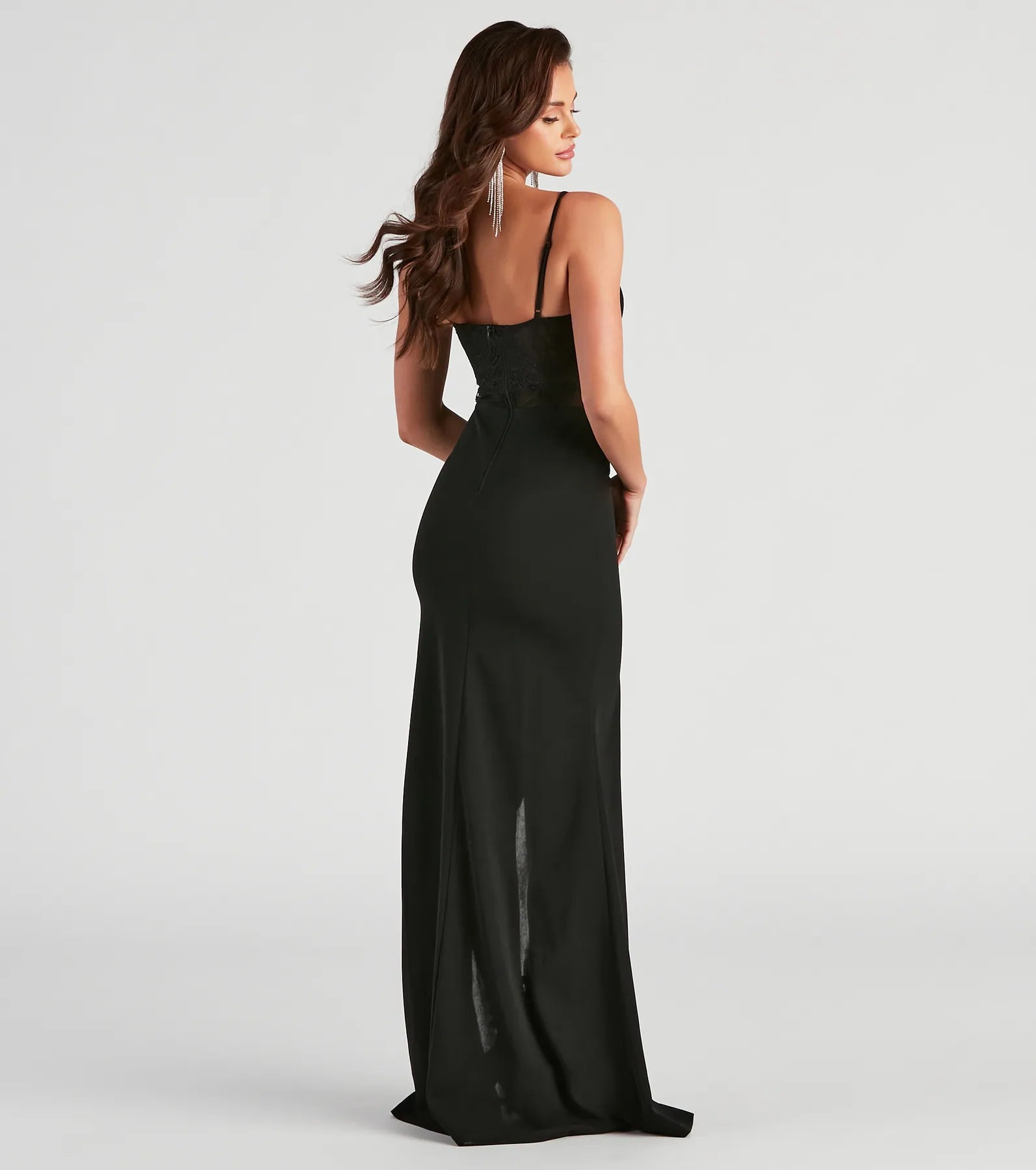 Corrine Sheer Lace High Slit Mermaid Dress - Image 2