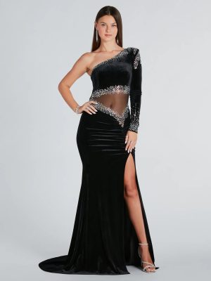 Valeria Formal Velvet Rhinestone Mermaid Dress
