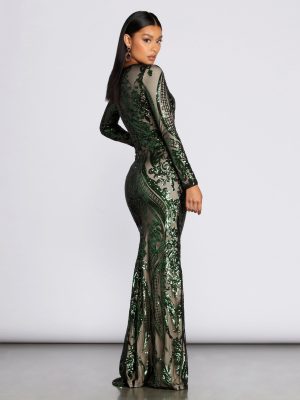 Alexandria Formal Sequin Scroll Dress