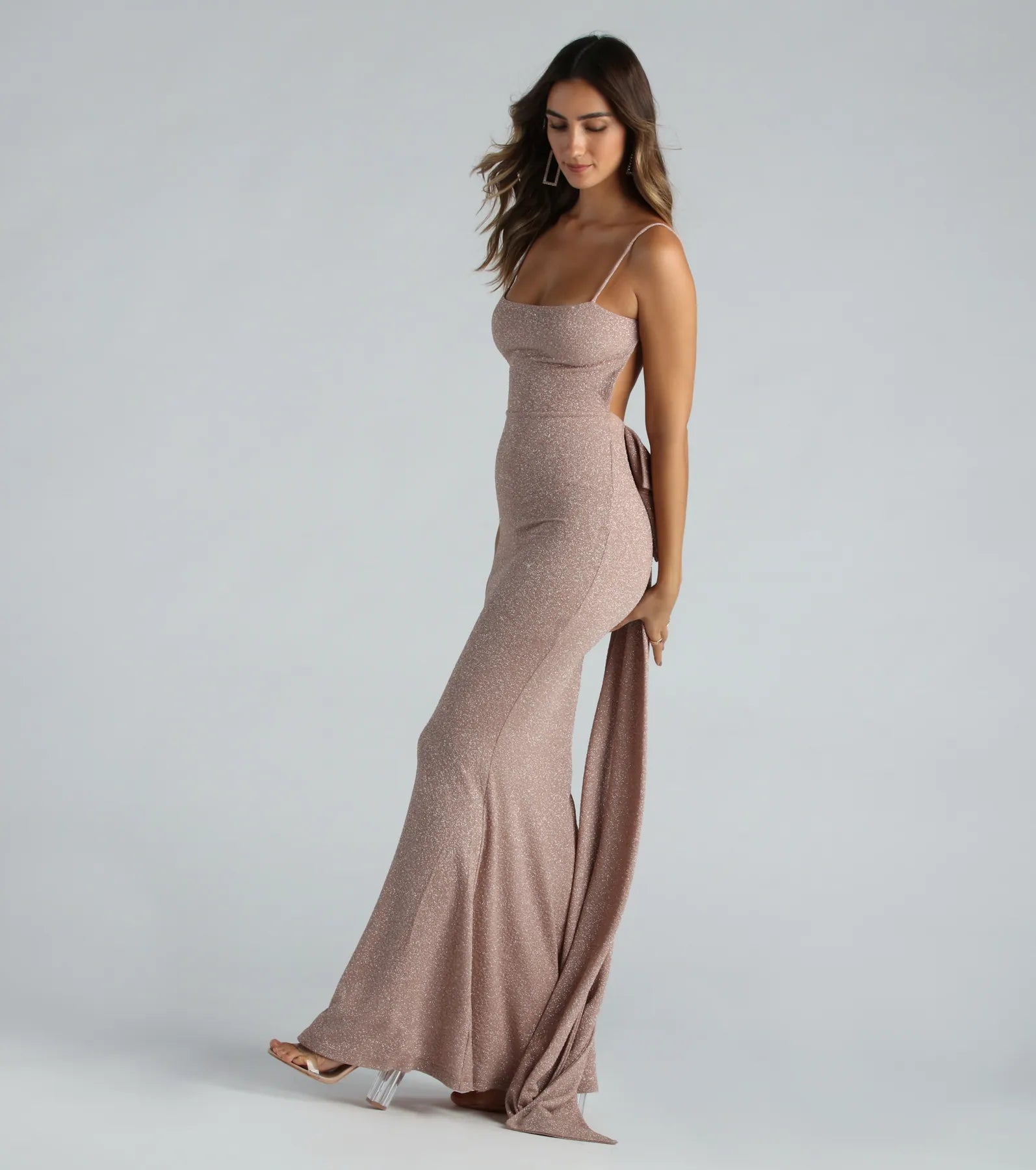 Gwendolyn Glitter Knit Bow-Back Mermaid Dress - Image 8