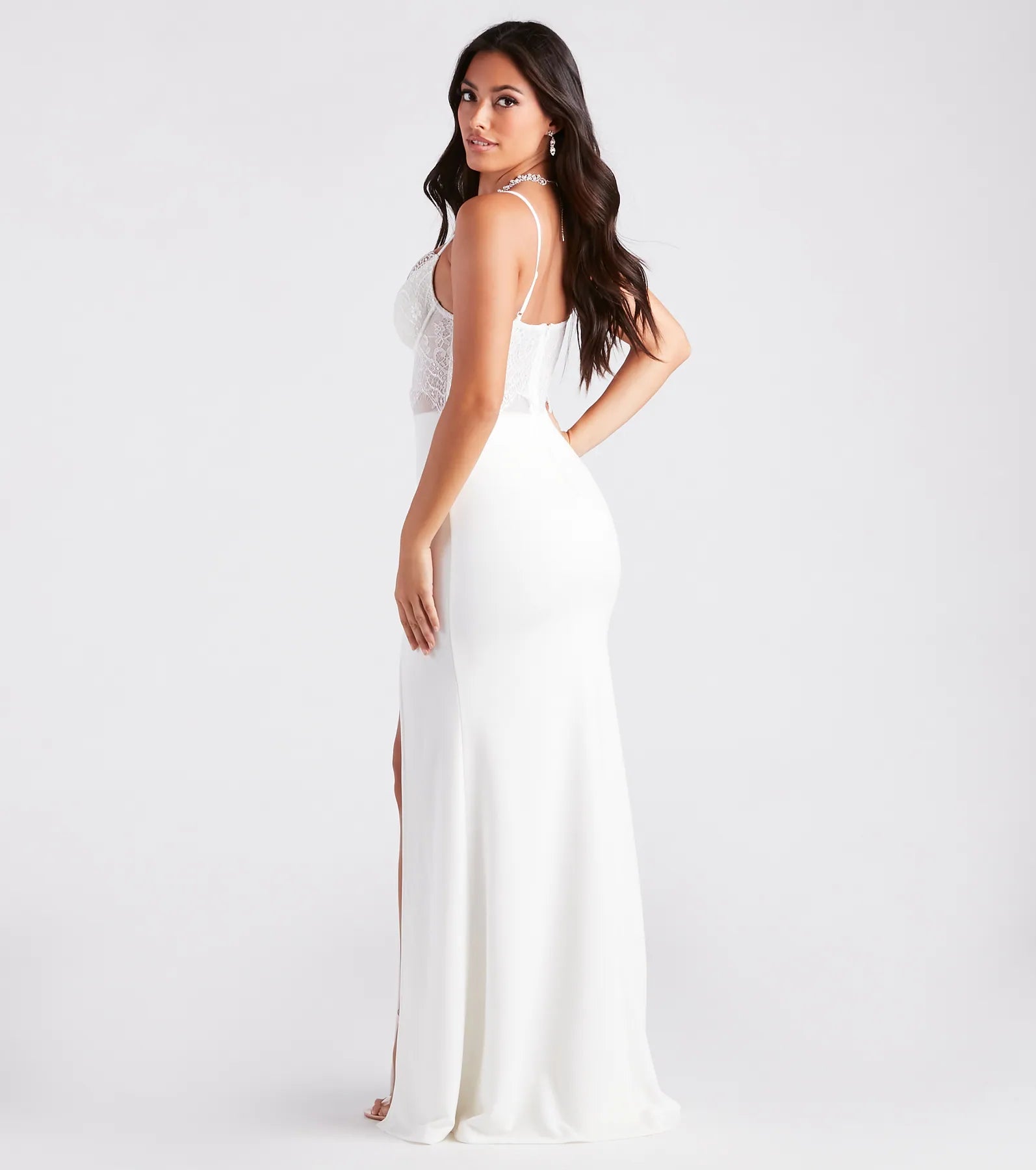 Corrine Sheer Lace High Slit Mermaid Dress - Image 6