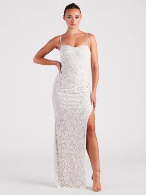 Daphne Formal Lace Slit Long Dress