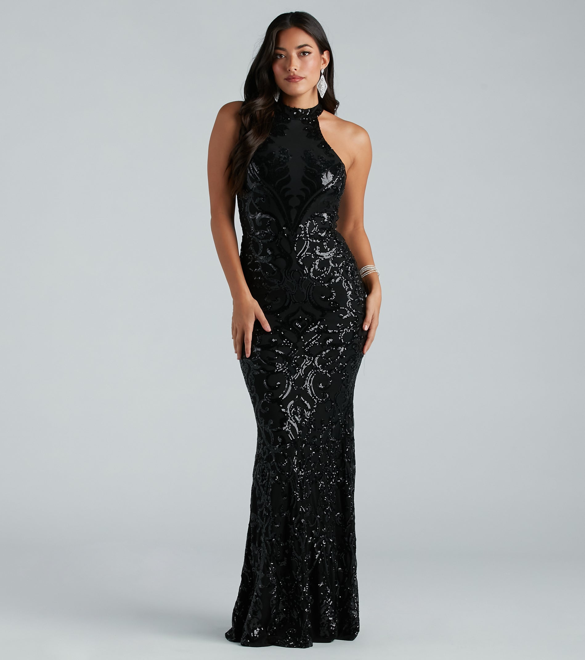 Sallie Formal Sequin Halter Mermaid Dress - Image 3