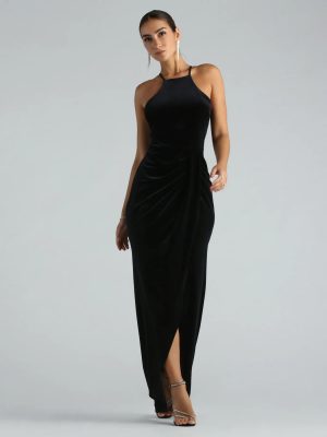 Marcela Formal Velvet High Neck Long Dress