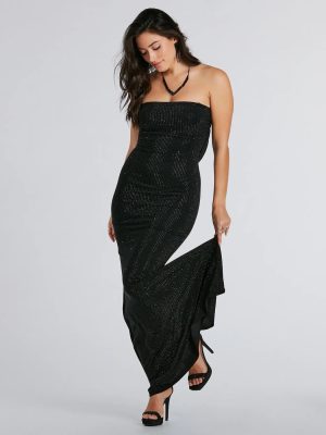 Ana Formal Rhinestone Cowl Back Long Dress