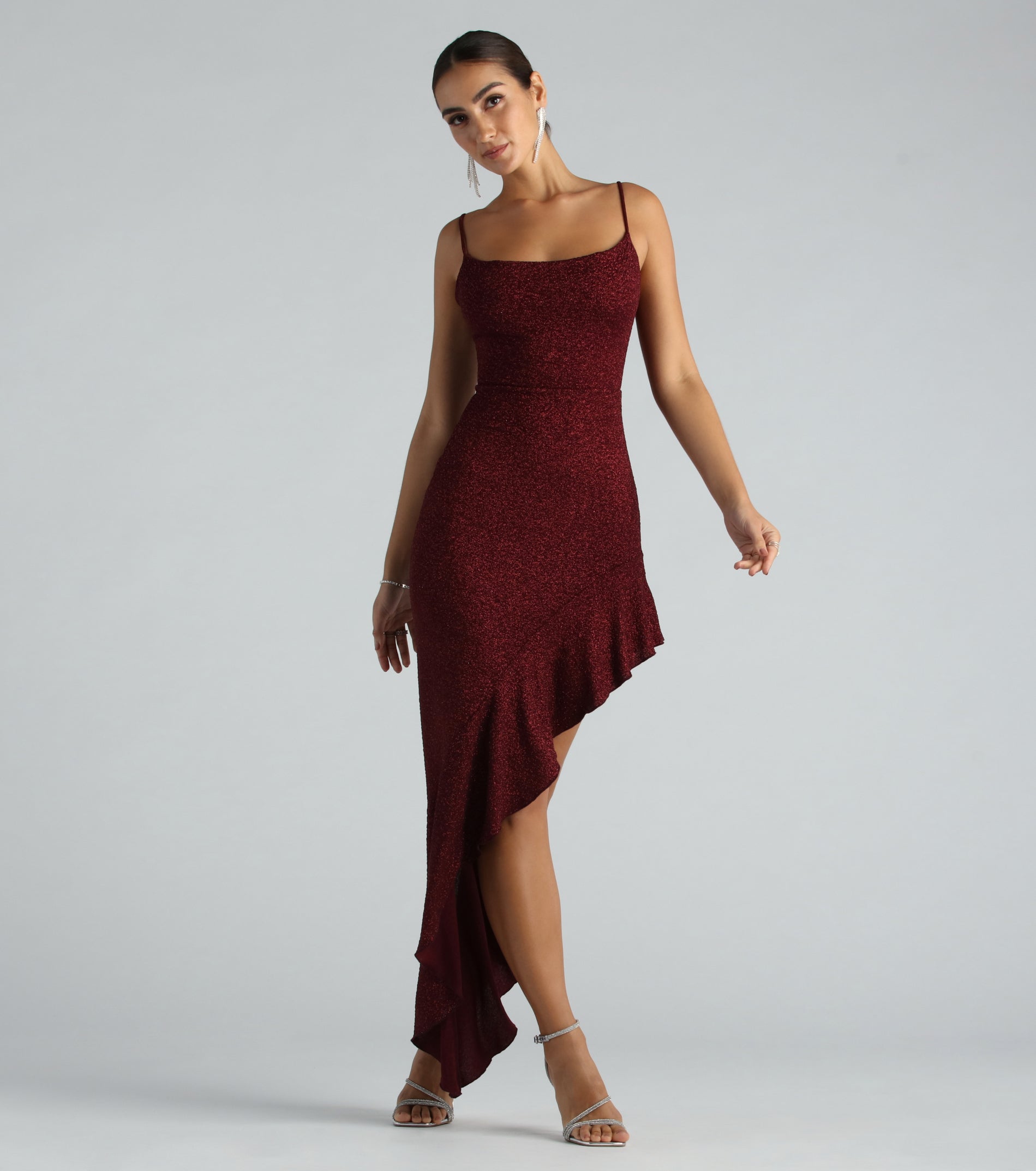 Kylie Formal Glitter Ruffle Long Dress - Image 3