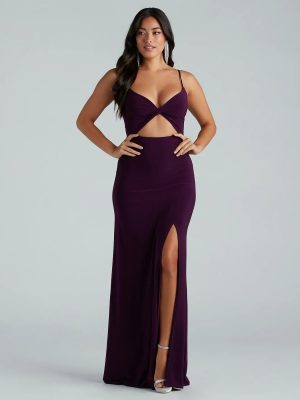 Cindy Formal V-Neck Cutout A-Line Long Dress