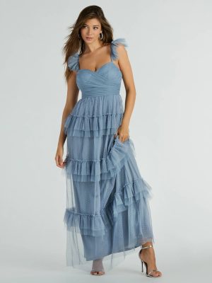 Gillian Sleeveless Ruffled A-Line Tulle Formal Dress