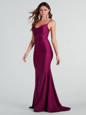 Reagan Formal Satin Low Back Mermaid Dress