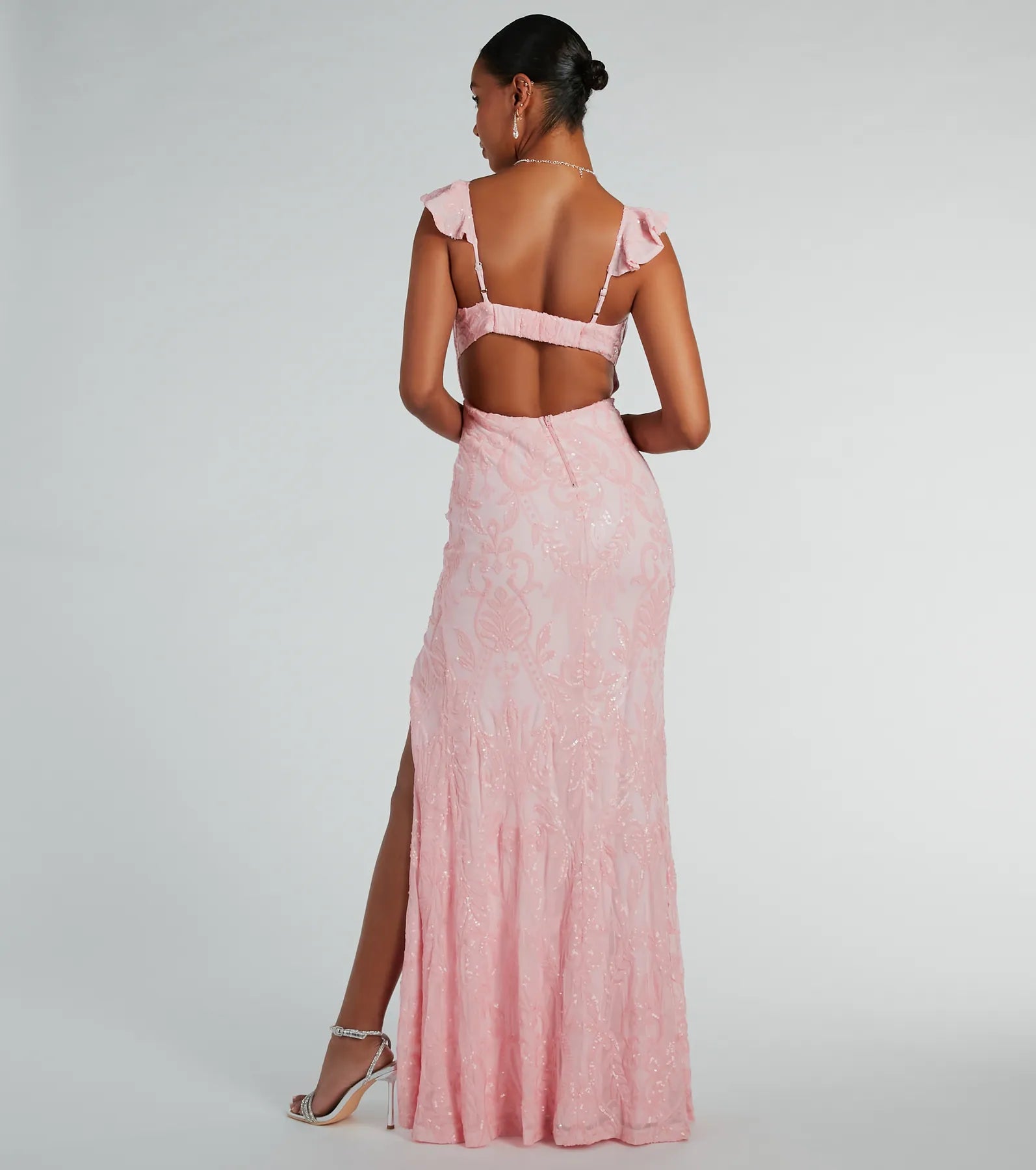 Estella V-Neck Column Long Sequin Formal Dress - Image 2