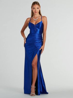 Celia Strappy Back A-Line Glitter Formal Dress