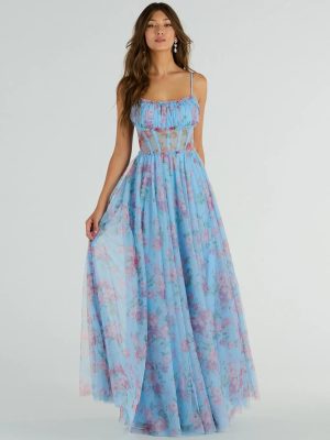 Haylie Corset A-Line Floral Tulle Formal Dress