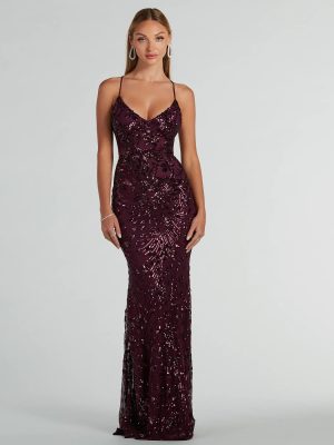 Jaylee Lace-Up Sequin Mesh Formal Dress