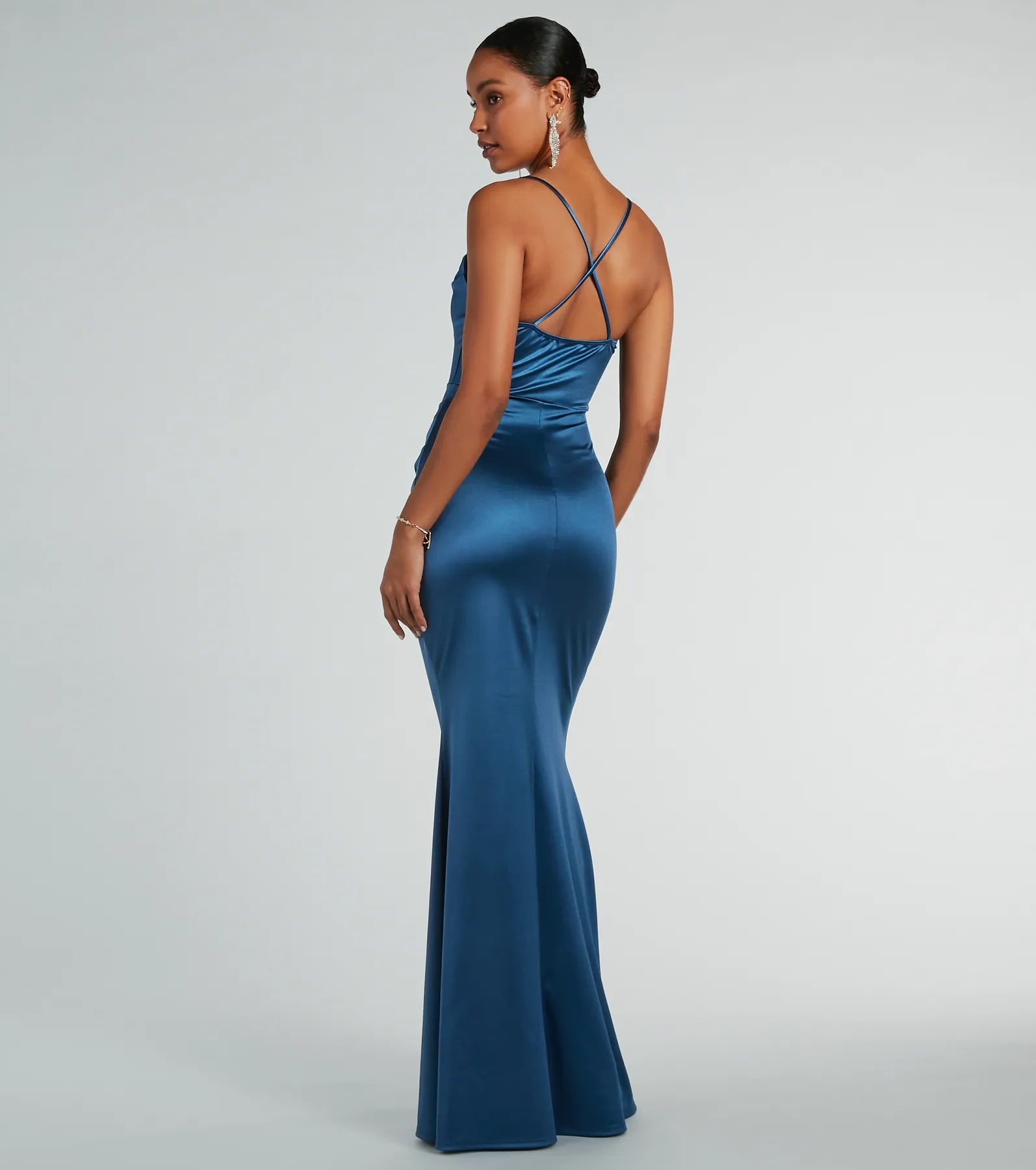 Courteney Cowl Neck Mermaid Satin Formal Dress - Image 6