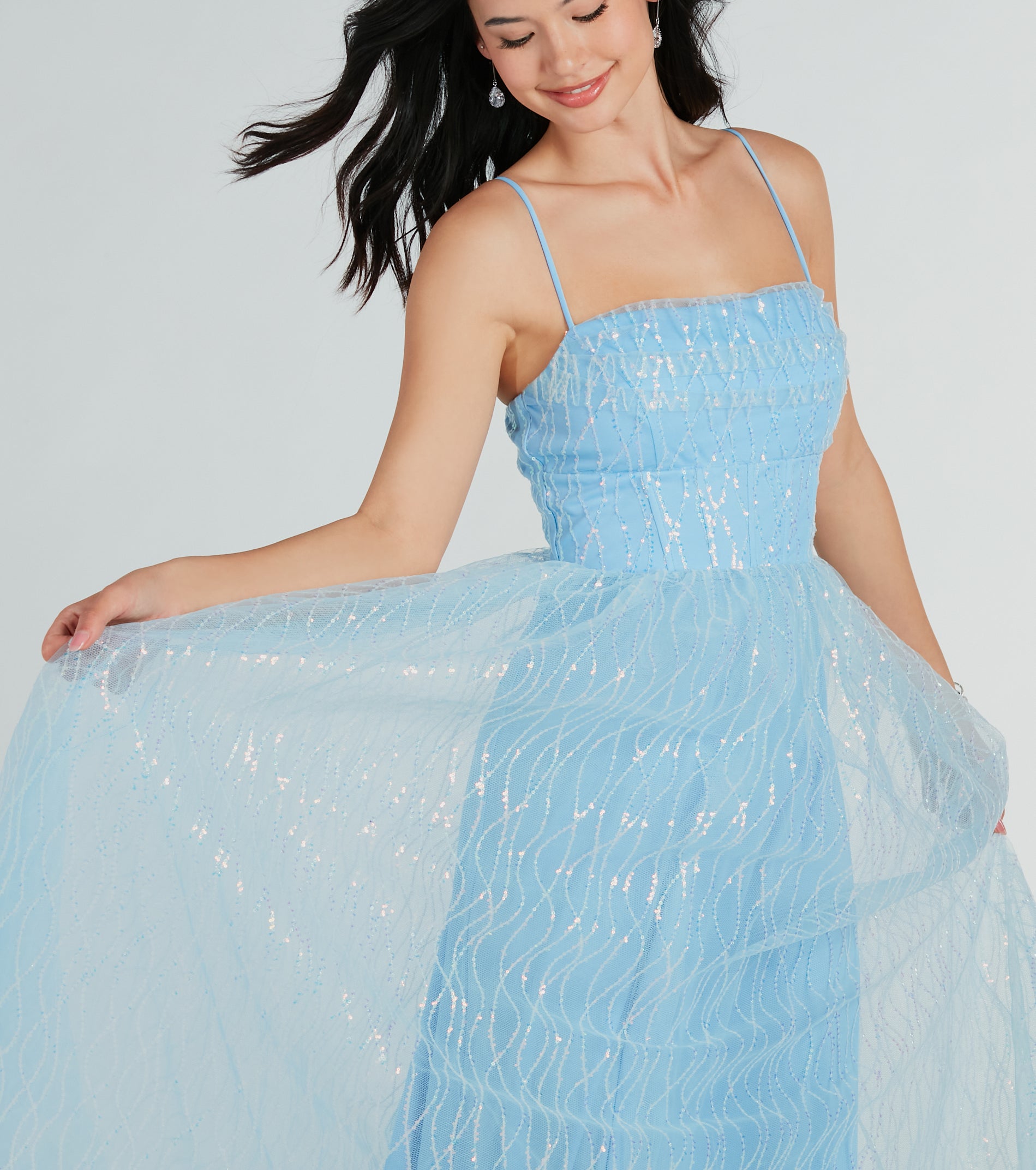 Amiyah Formal Sequin Tulle Corset A-Line Dress - Image 4