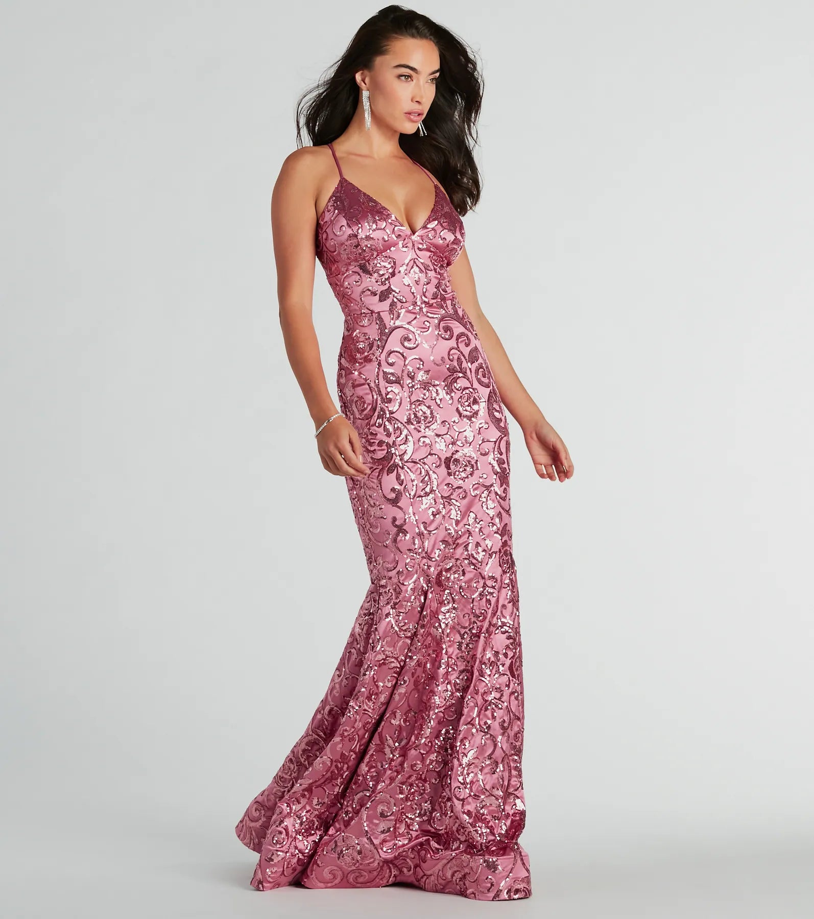 Saskia Lace-Up Mermaid Sequin Satin Formal Dress - Image 3