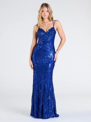 Jessa Lace-Up Mermaid Sequin Formal Dress