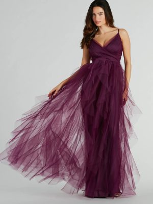 Hadley V-Neck Ruffled A-Line Tulle Formal Dress