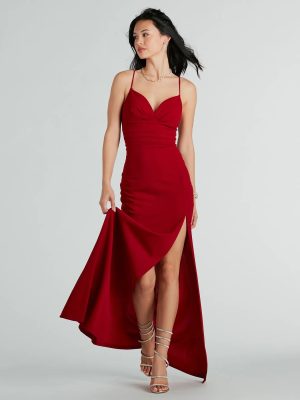 Cadence Formal Crepe Ruched Mermaid Dress